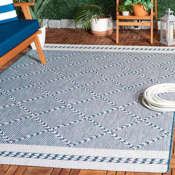 Safavieh Courtyard Exquisite Powerloomed Area Rug – Sophisticated Navy/Ivory Design For Indoor/Outdoor Spaces Navy ,Ivory 88% Polypropylene,12% Polyester Cy8234-534-810