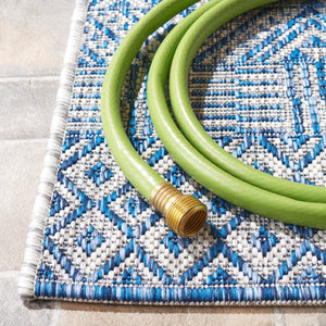 Safavieh Courtyard Exquisite Grey And Blue Area Rug – Stylish, Durable, Oeko-tex Certified For Indoor & Outdoor Use Aqua ,Navy 88% Polypropylene,12% Polyester Cy8235-39412-4