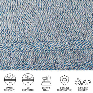 Safavieh Courtyard Exquisite Grey And Blue Area Rug – Stylish, Durable, Oeko-tex Certified For Indoor & Outdoor Use Aqua ,Navy 88% Polypropylene,12% Polyester Cy8235-39412-4