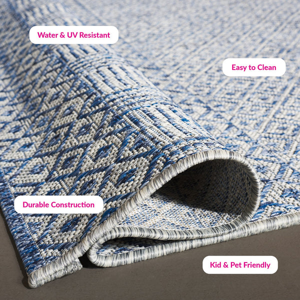 Safavieh Courtyard Exquisite Grey And Blue Area Rug – Stylish, Durable, Oeko-tex Certified For Indoor & Outdoor Use Grey ,Black 85.4% Polypropylene,10.4% Polyester,4.2% Latex Cy8235-37612-3