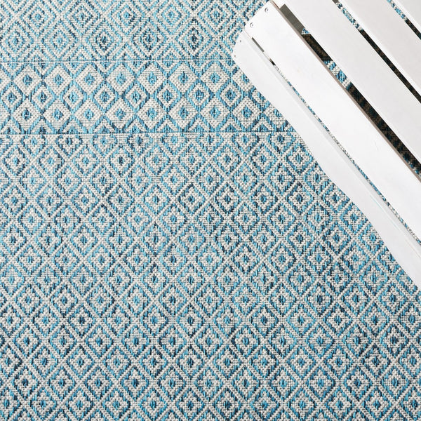 Safavieh Courtyard Exquisite Grey And Blue Area Rug – Stylish, Durable, Oeko-tex Certified For Indoor & Outdoor Use Grey ,Black 85.4% Polypropylene,10.4% Polyester,4.2% Latex Cy8235-37612-3