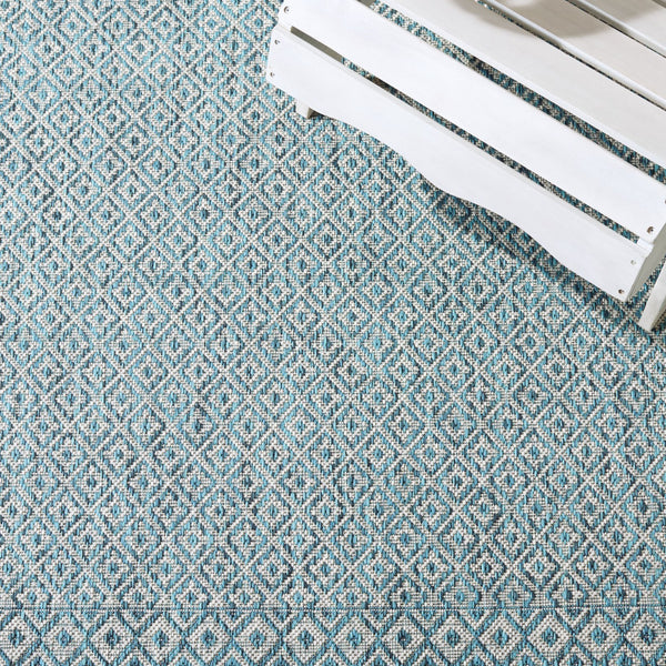 Safavieh Courtyard Exquisite Grey And Blue Area Rug – Stylish, Durable, Oeko-tex Certified For Indoor & Outdoor Use Grey ,Black 85.4% Polypropylene,10.4% Polyester,4.2% Latex Cy8235-37612-3