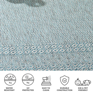 Safavieh Courtyard Exquisite Grey And Blue Area Rug – Stylish, Durable, Oeko-tex Certified For Indoor & Outdoor Use Aqua ,Navy 88% Polypropylene,12% Polyester Cy8235-39412-4