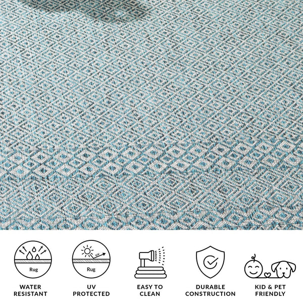 Safavieh Courtyard Exquisite Grey And Blue Area Rug – Stylish, Durable, Oeko-tex Certified For Indoor & Outdoor Use Aqua ,Navy 88% Polypropylene,12% Polyester Cy8235-39412-4