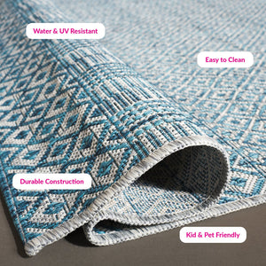 Safavieh Courtyard Exquisite Grey And Blue Area Rug – Stylish, Durable, Oeko-tex Certified For Indoor & Outdoor Use Grey ,Black 85.4% Polypropylene,10.4% Polyester,4.2% Latex Cy8235-37612-3