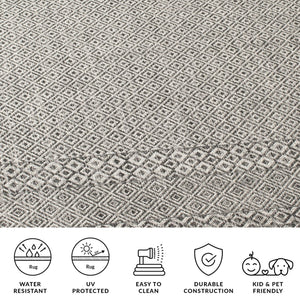 Safavieh Courtyard Exquisite Grey And Blue Area Rug – Stylish, Durable, Oeko-tex Certified For Indoor & Outdoor Use Grey ,Black 85.4% Polypropylene,10.4% Polyester,4.2% Latex Cy8235-37612-3