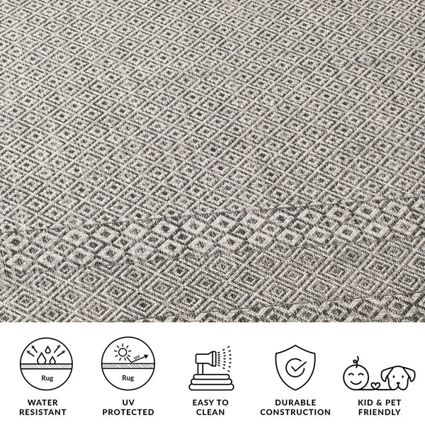 Safavieh Courtyard Exquisite Grey And Blue Area Rug – Stylish, Durable, Oeko-tex Certified For Indoor & Outdoor Use Grey ,Black 85.4% Polypropylene,10.4% Polyester,4.2% Latex Cy8235-37612-3