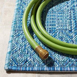 Safavieh Courtyard Exquisite Grey And Blue Area Rug – Stylish, Durable, Oeko-tex Certified For Indoor & Outdoor Use Aqua ,Navy 88% Polypropylene,12% Polyester Cy8235-39412-4