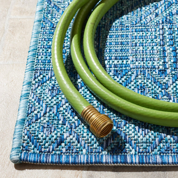 Safavieh Courtyard Exquisite Grey And Blue Area Rug – Stylish, Durable, Oeko-tex Certified For Indoor & Outdoor Use Aqua ,Navy 88% Polypropylene,12% Polyester Cy8235-39412-4