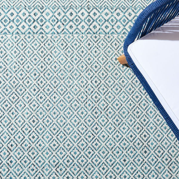 Safavieh Courtyard Exquisite Grey And Blue Area Rug – Stylish, Durable, Oeko-tex Certified For Indoor & Outdoor Use Aqua ,Navy 88% Polypropylene,12% Polyester Cy8235-39412-4