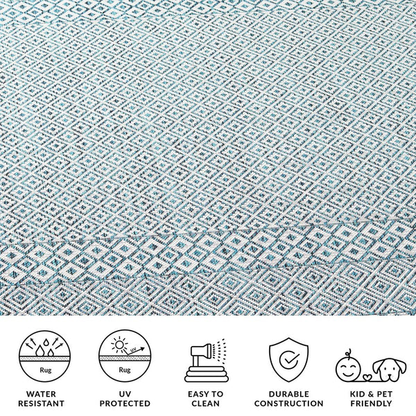 Safavieh Courtyard Exquisite Grey And Blue Area Rug – Stylish, Durable, Oeko-tex Certified For Indoor & Outdoor Use Grey ,Black 85.4% Polypropylene,10.4% Polyester,4.2% Latex Cy8235-37612-3