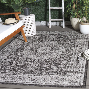 Safavieh Courtyard Exquisite Medium Area Rug - Timeless Design, Durable Craftsmanship For Indoor/Outdoor Use Grey ,Black 88% Polypropylene,12% Polyester Cy8245-37621-5