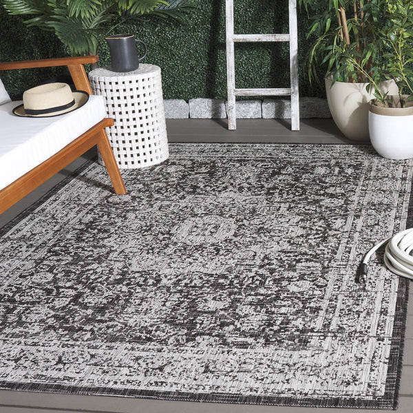 Safavieh Courtyard Exquisite Medium Area Rug - Timeless Design, Durable Craftsmanship For Indoor/Outdoor Use Grey ,Black 88% Polypropylene,12% Polyester Cy8245-37621-5