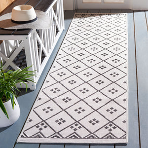 Safavieh Courtyard Elegant Geometric Pattern Area Rug For Modern Homes - Versatile Indoor/Outdoor Decor Ivory ,Black 88% Polypropylene,12% Polyester Cy8303-536-7r
