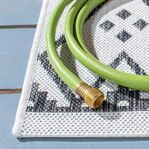 Safavieh Courtyard Elegant Geometric Pattern Area Rug For Modern Homes - Versatile Indoor/Outdoor Decor Ivory ,Black 88% Polypropylene,12% Polyester Cy8303-536-7r