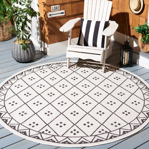 Safavieh Courtyard Elegant Geometric Pattern Area Rug For Modern Homes - Versatile Indoor/Outdoor Decor Ivory ,Black 88% Polypropylene,12% Polyester Cy8303-536-7r