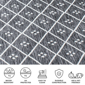 Safavieh Courtyard Elegant Geometric Pattern Area Rug For Modern Homes - Versatile Indoor/Outdoor Decor Ivory ,Black 88% Polypropylene,12% Polyester Cy8303-536-7r