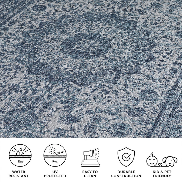 Safavieh Courtyard Elegant Area Rug - Stylish, Durable, And Versatile Design For Home Or Outdoor Spaces Navy ,Grey 88% Polypropylene,12% Polyester Cy8334-35821-6