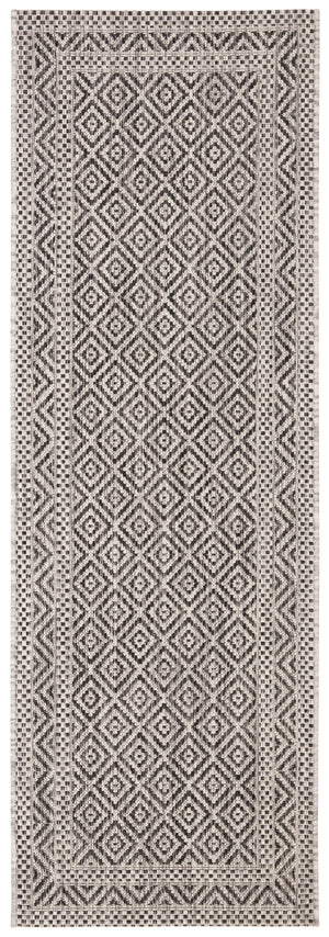 Safavieh Courtyard Timeless Elegance Power-loomed Area Rug With Geometric Design For Indoor & Outdoor Spaces Grey ,Black 88% Polypropylene,12% Polyester Cy8364-37612-7sq