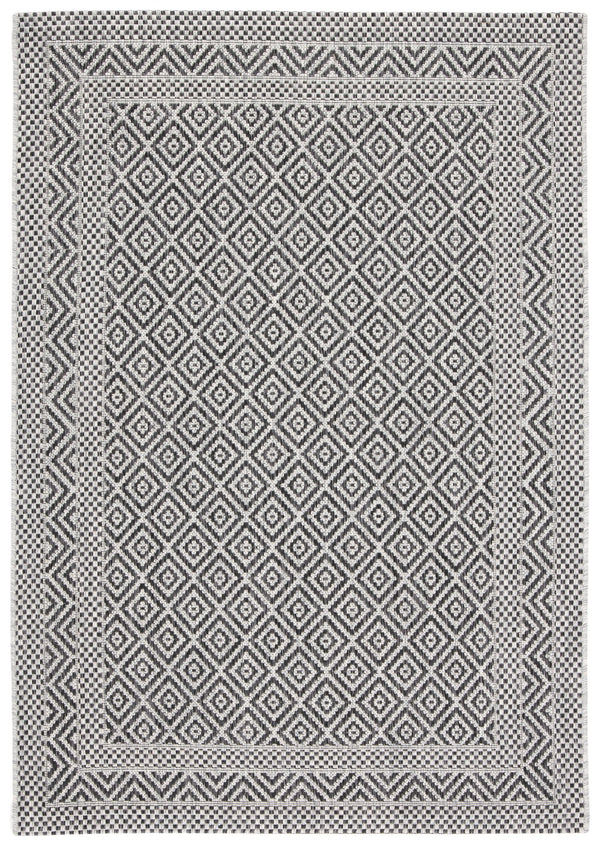 Safavieh Courtyard Timeless Elegance Power-loomed Area Rug With Geometric Design For Indoor & Outdoor Spaces Grey ,Black 88% Polypropylene,12% Polyester Cy8364-37612-7sq