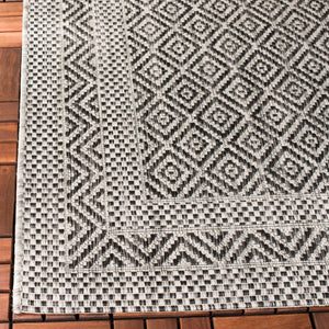 Safavieh Courtyard Timeless Elegance Power-loomed Area Rug With Geometric Design For Indoor & Outdoor Spaces Grey ,Black 88% Polypropylene,12% Polyester Cy8364-37612-7sq