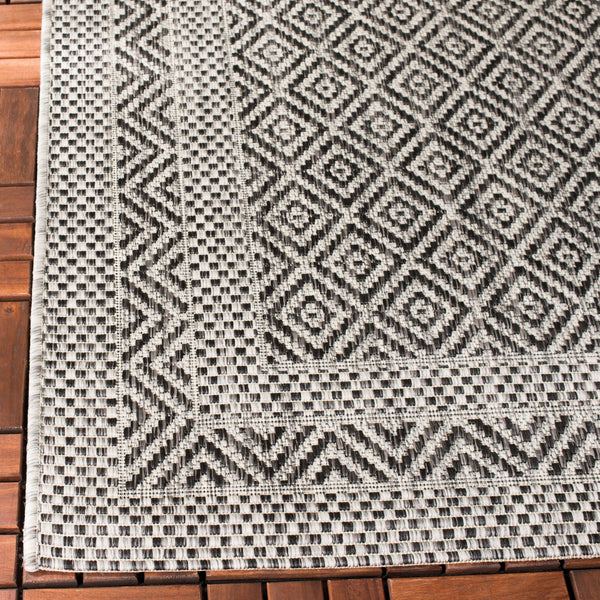 Safavieh Courtyard Timeless Elegance Power-loomed Area Rug With Geometric Design For Indoor & Outdoor Spaces Grey ,Black 88% Polypropylene,12% Polyester Cy8364-37612-7sq