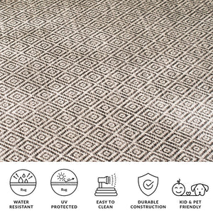 Safavieh Courtyard Timeless Elegance Power-loomed Area Rug With Geometric Design For Indoor & Outdoor Spaces Grey ,Black 88% Polypropylene,12% Polyester Cy8364-37612-7sq