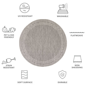 Safavieh Courtyard Timeless Elegance Power-loomed Area Rug With Geometric Design For Indoor & Outdoor Spaces Grey ,Black 88% Polypropylene,12% Polyester Cy8364-37612-7sq