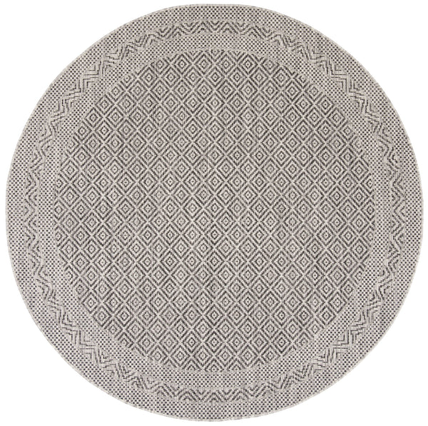 Safavieh Courtyard Timeless Elegance Power-loomed Area Rug With Geometric Design For Indoor & Outdoor Spaces Grey ,Black 88% Polypropylene,12% Polyester Cy8364-37612-7sq