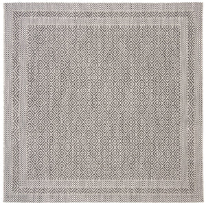Safavieh Courtyard Timeless Elegance Power-loomed Area Rug With Geometric Design For Indoor & Outdoor Spaces Grey ,Black 88% Polypropylene,12% Polyester Cy8364-37612-7sq