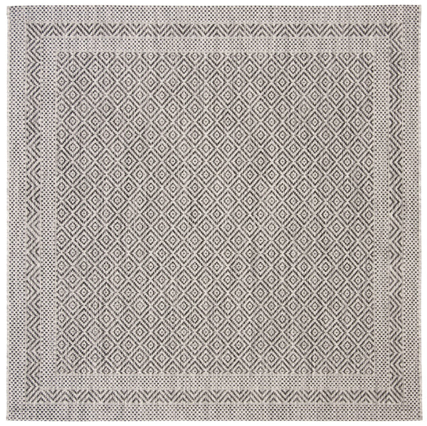 Safavieh Courtyard Timeless Elegance Power-loomed Area Rug With Geometric Design For Indoor & Outdoor Spaces Grey ,Black 88% Polypropylene,12% Polyester Cy8364-37612-7sq