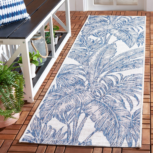 Safavieh Courtyard Exquisite Botanical Area Rug – Indoor/Outdoor Versatile Elegance For Any Space Ivory ,Navy 88% Polypropylene,12% Polyester Cy8373-534-4