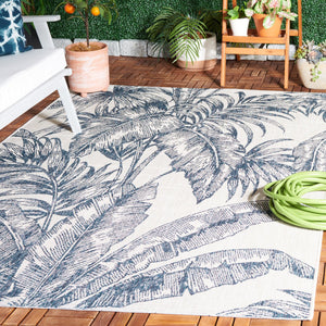 Safavieh Courtyard Exquisite Botanical Area Rug – Indoor/Outdoor Versatile Elegance For Any Space Ivory ,Navy 88% Polypropylene,12% Polyester Cy8373-534-4