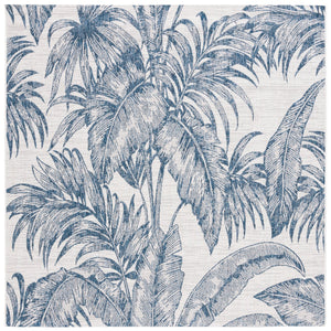Safavieh Courtyard Exquisite Botanical Area Rug – Indoor/Outdoor Versatile Elegance For Any Space Ivory ,Navy 88% Polypropylene,12% Polyester Cy8373-534-4