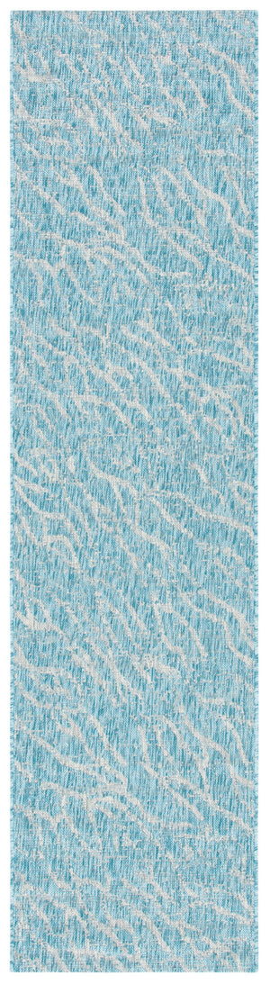 Safavieh Courtyard Abstract Indoor/Outdoor Rug - Stylish Aqua And Grey Design For Hallways And Entryways Aqua ,Grey 88% Polypropylene,12% Polyester Cy8382-37121-5