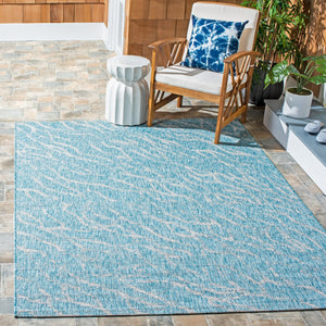 Safavieh Courtyard Abstract Indoor/Outdoor Rug - Stylish Aqua And Grey Design For Hallways And Entryways Aqua ,Grey 88% Polypropylene,12% Polyester Cy8382-37121-5