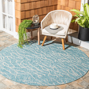 Safavieh Courtyard Abstract Indoor/Outdoor Rug - Stylish Aqua And Grey Design For Hallways And Entryways Aqua ,Grey 88% Polypropylene,12% Polyester Cy8382-37121-5