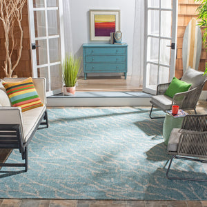 Safavieh Courtyard Abstract Indoor/Outdoor Rug - Stylish Aqua And Grey Design For Hallways And Entryways Aqua ,Grey 88% Polypropylene,12% Polyester Cy8382-37121-5