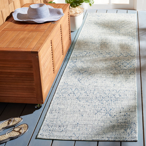 Safavieh Courtyard Elegant Area Rug - Modern Abstract Design, Durable Indoor/Outdoor, Oeko-tex Certified Quality Grey ,Navy 88% Polypropylene,12% Polyester Cy8385-36812-5