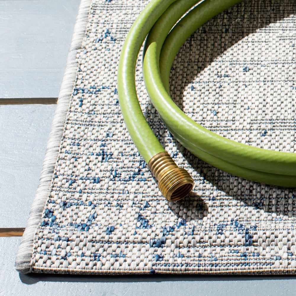 Safavieh Courtyard Elegant Area Rug - Modern Abstract Design, Durable Indoor/Outdoor, Oeko-tex Certified Quality Grey ,Navy 88% Polypropylene,12% Polyester Cy8385-36812-5