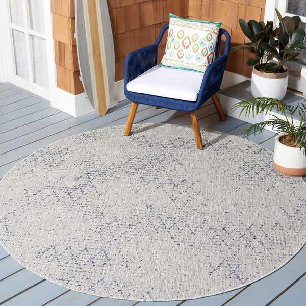Safavieh Courtyard Elegant Area Rug - Modern Abstract Design, Durable Indoor/Outdoor, Oeko-tex Certified Quality Grey ,Navy 88% Polypropylene,12% Polyester Cy8385-36812-5