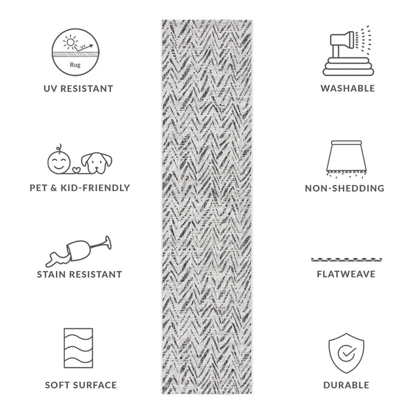 Safavieh Courtyard Power Loomed Indoor/Outdoor Area Rug In Grey And Black – Modern Chevron Design Elegance Grey ,Black 88% Polypropylene,12% Polyester Cy8387-37612-29