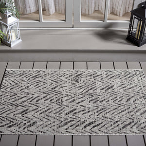 Safavieh Courtyard Power Loomed Indoor/Outdoor Area Rug In Grey And Black – Modern Chevron Design Elegance Grey ,Black 88% Polypropylene,12% Polyester Cy8387-37612-29