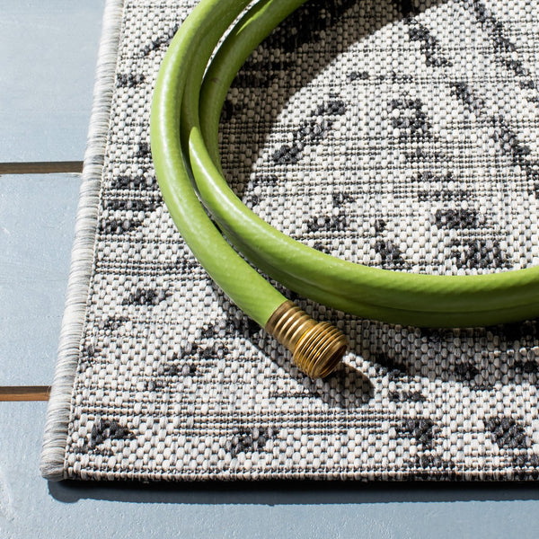 Safavieh Courtyard Power Loomed Indoor/Outdoor Area Rug In Grey And Black – Modern Chevron Design Elegance Grey ,Black 88% Polypropylene,12% Polyester Cy8387-37612-29