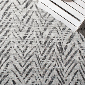 Safavieh Courtyard Power Loomed Indoor/Outdoor Area Rug In Grey And Black – Modern Chevron Design Elegance Grey ,Black 88% Polypropylene,12% Polyester Cy8387-37612-29