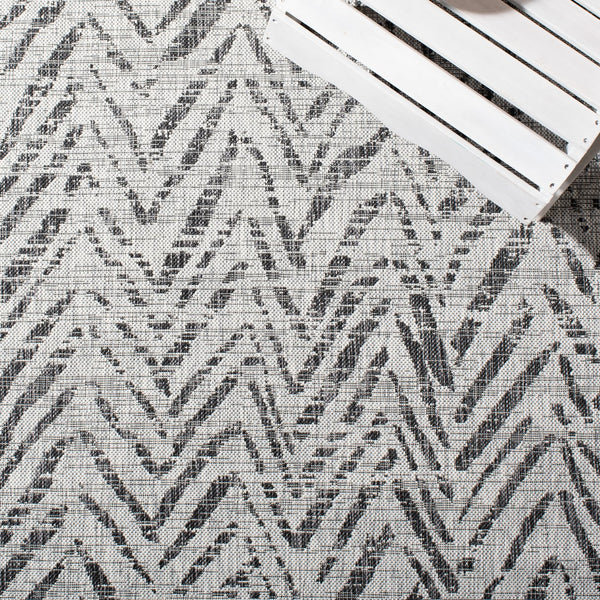 Safavieh Courtyard Power Loomed Indoor/Outdoor Area Rug In Grey And Black – Modern Chevron Design Elegance Grey ,Black 88% Polypropylene,12% Polyester Cy8387-37612-29