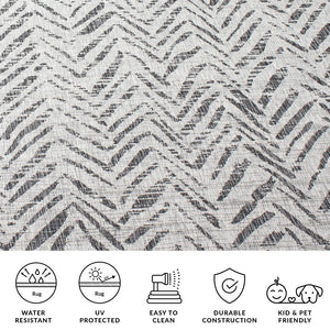 Safavieh Courtyard Power Loomed Indoor/Outdoor Area Rug In Grey And Black – Modern Chevron Design Elegance Grey ,Black 88% Polypropylene,12% Polyester Cy8387-37612-29