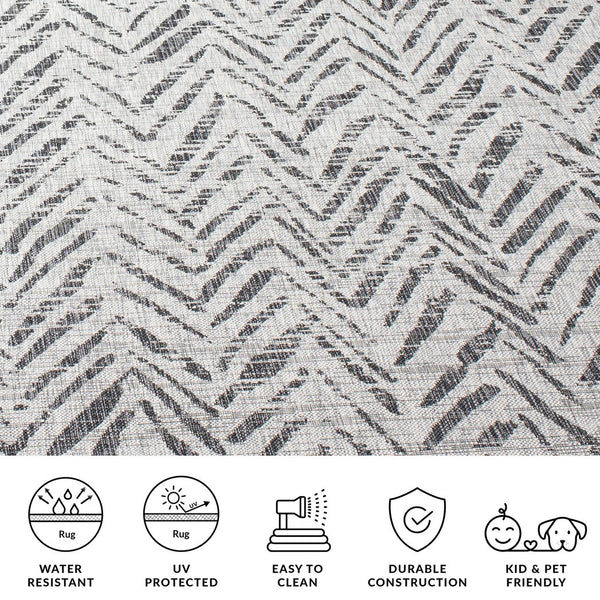Safavieh Courtyard Power Loomed Indoor/Outdoor Area Rug In Grey And Black – Modern Chevron Design Elegance Grey ,Black 88% Polypropylene,12% Polyester Cy8387-37612-29