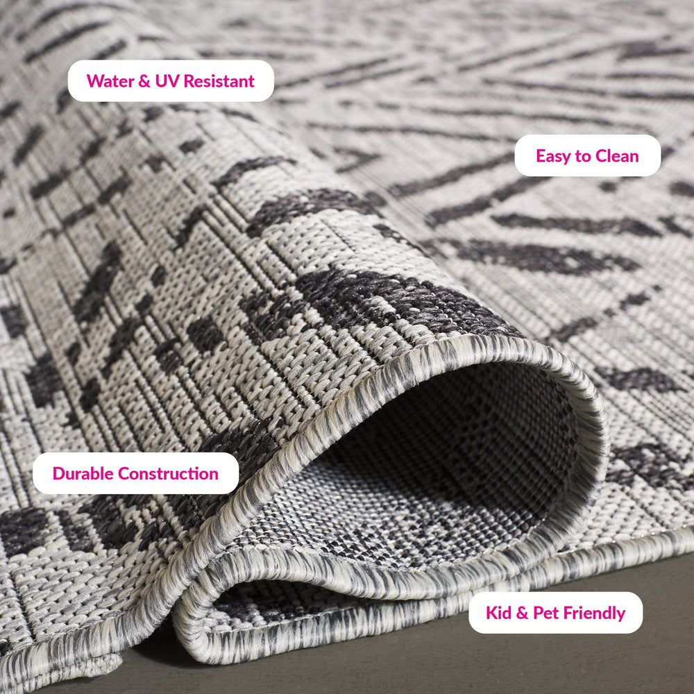 Safavieh Courtyard Power Loomed Indoor/Outdoor Area Rug In Grey And Black – Modern Chevron Design Elegance Grey ,Black 88% Polypropylene,12% Polyester Cy8387-37612-29