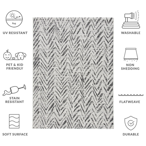 Safavieh Courtyard Power Loomed Indoor/Outdoor Area Rug In Grey And Black – Modern Chevron Design Elegance Grey ,Black 88% Polypropylene,12% Polyester Cy8387-37612-29